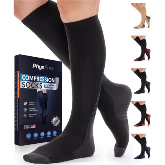 Compression Socks for Women & Men (20-30 mmHg) Support for Travel, Nurses - Picture 1 of 8